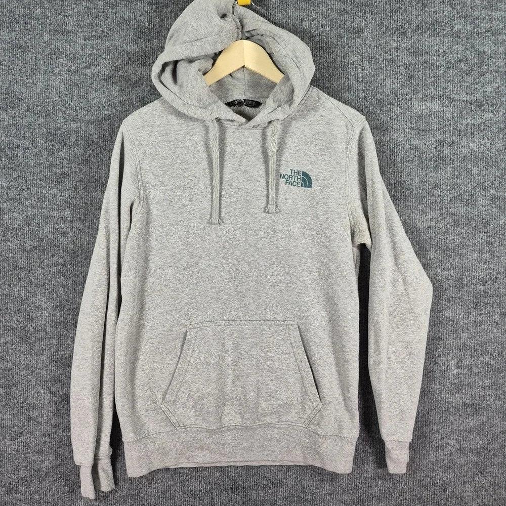The North Face Gray Hoodie Mens S Never Stop Exploring Logo Pullover Sweatshirt‎